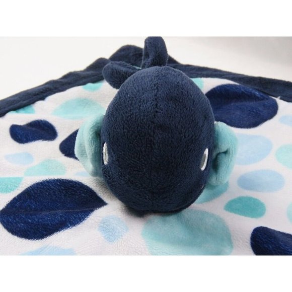 Carter's Whale Plush Baby Lovey Security Blanket Navy Blue White Water Bubbles - Picture 4 of 8